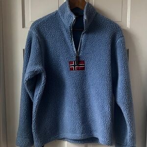 Napapijri 1/4 zip fleece pale blue. Medium